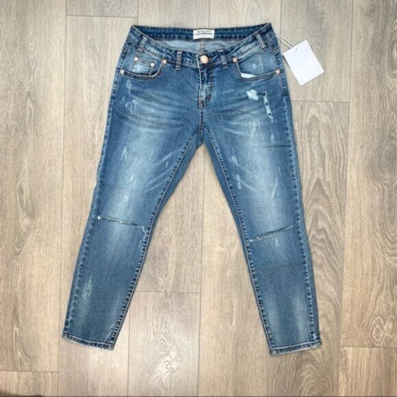 FREE PEOPLE One Teaspoon Freebirds Skinny Jeans Crop Blue Zipper straight leg - Picture 5 of 16